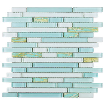 11.75"x11.75" Seraphina Mixed Mosaic Tile Sheet, Aqua