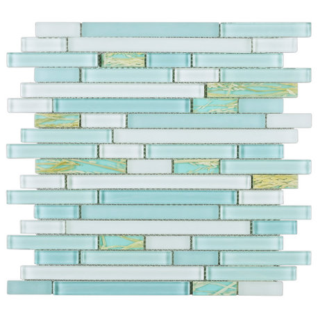 11.75"x11.75" Seraphina Mixed Mosaic Tile Sheet, Aqua