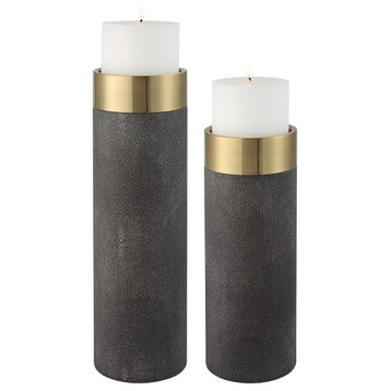 Uttermost Wessex Gray Candleholders, Set of 2