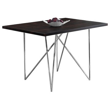 Dining Table, 48" Rectangular, Small, Metal, Laminate, Brown, Chrome