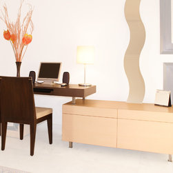 Metaphor | Split-level Writing Desk with Storage - Desks And Hutches