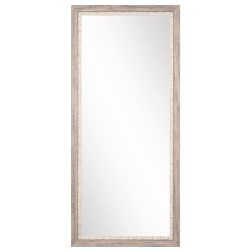 Weathered Beach Framed Floor Leaning Tall Mirror 32''x 66''