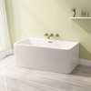Aqua Eden 59" Freestanding Square Acrylic Tub With Drain, White