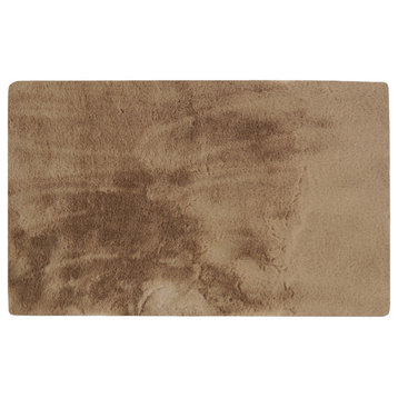 LUXE FAUX RABBIT FUR RECTANGULAR RUG 3' X 5' 25mm PILE, 900 gsm - TAUPE