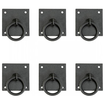 Black Wrought Iron Mission Ring Cabinet Pull Drop Style Rust Resistant Pack of 6