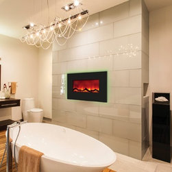 Amantii Wall Mount or Built In Electric Fireplace 26" Black Glass Surround - Indoor Fireplaces