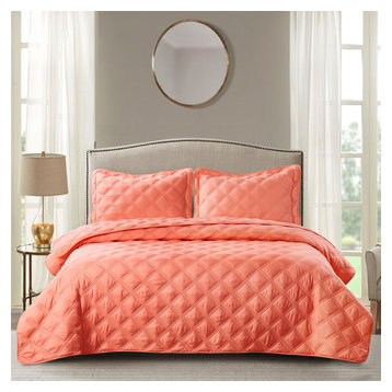 Charleston Down Alternative Bed Spread Set, Coral, King
