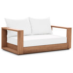 Meridian Furniture - Tulum Waterproof Fabric Upholstered Outdoor Loveseat, Off - Make this Tulum teak outdoor patio loveseat the go to spot for relaxing and entertaining guest in your outdoor space. This loveseat features resilient water resistant white fabric making it the perfect spot to rest your feet and enjoy the company of friends or family while you take in the sunrise. Teak construction makes it a tough addition for the patio or porch and gives it the longevity and durability it needs to weather the elements with beautiful ease. Pair it with other items from the Tulum collection for a look that impresses from every angle.