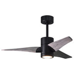 Matthews Fan Company - Super Janet Ceiling Fan in 42", Matte Black, Barnwood Tone Blades - The Super Janet�s remarkable design and solid construction in cast aluminum and heavy stamped steel make it the heroine in any commercial or residential space. Moving air with barely a whisper, its efficient DC motor turns solid wood blades in walnut or barn wood tones. An eco-conscious LED light kit with light cover completes the package. Sophisticated, efficient and green, Super Janet carries a limited lifetime warranty.