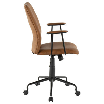 Lumisource Fredrick Office Chair, Brown PU Leather, Brown Pu