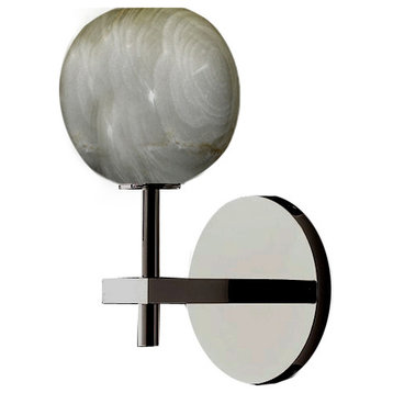 Small 1-Light Onyx Orb Sconce, Polished Nickel