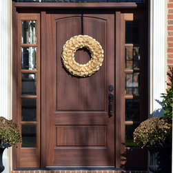 Custom wood door transom with house numbers - Front Doors