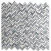 Bardiglio Gray Dark Grey Marble 1x3 Herringbone Mosaic Tile Honed, 1 sheet