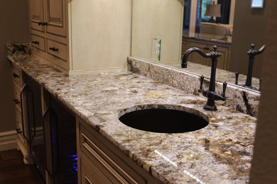Inspiration for a mid-sized transitional home bar remodel in Other