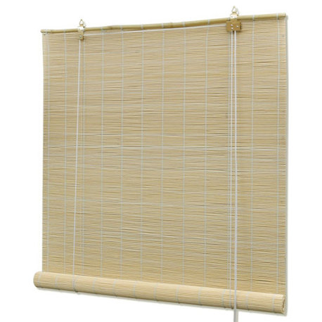 vidaXL Roller Blind Window Shade with Pull Cords Roll up Blackout Blind Bamboo
