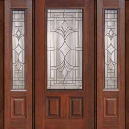 Prehung Sidelights Door 80 Fiberglass Marsala 2 Panel 3/4 Lite Glass - Front Doors