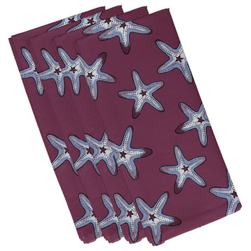 Soft Starfish, Geometric Print Napkin, Purple, Set of 4