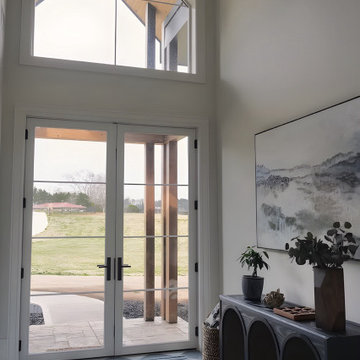Grand Modern Farmhouse Vaulted Entryway | Transitional Modern Custom Home