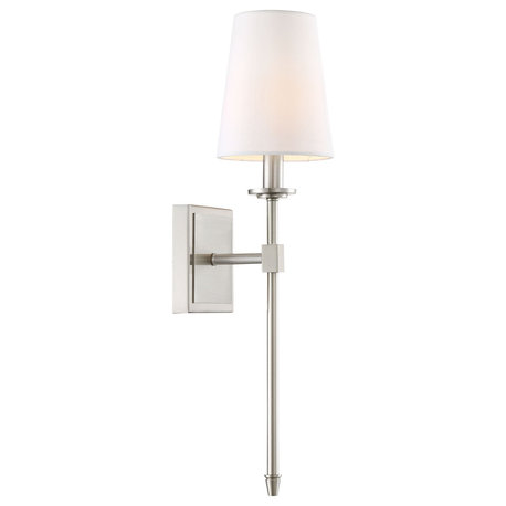 Kira Home Torche 20" Wall Sconce/Wall Light + Linen Shade, Brushed Nickel Finish