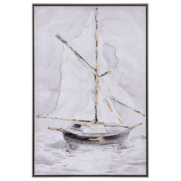 Lifted Sail Hand painted Framed Canvas Art, 24"Wx35"H2"D