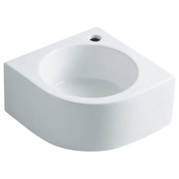 White Manhattan White China Vessel Bathroom Sink with Faucet Hole EV1094