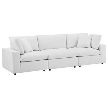 Modway Commix 3-Seater Down Filled Overstuffed Performance Velvet Sofa in White
