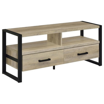 Pemberly Row 2-drawer Farmhouse Wood TV Stand with Shelving Pine and Black
