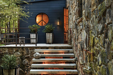 Inspiration for a blue house exterior remodel in Cleveland