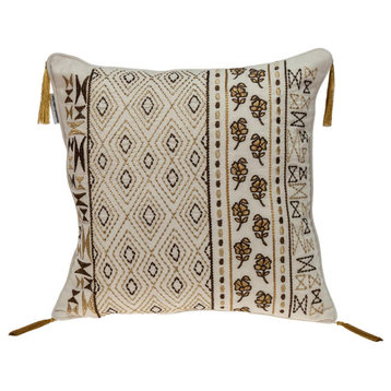 Gold and Bronze Embroidered Decorative Throw Pillow