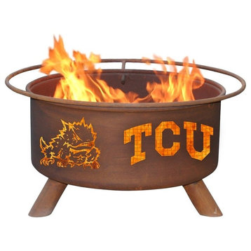 Customizable NCAA Logo Fire Pit, Rust Patina, Tcu