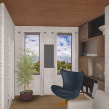 1ST FLR: Couch on chimney wall