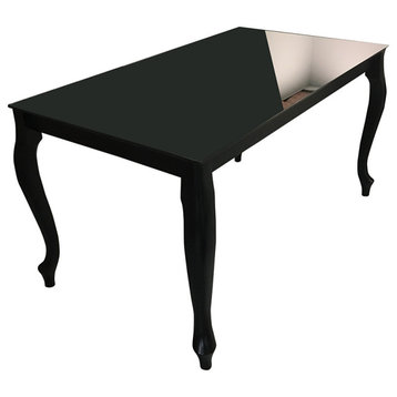 PALMETTO Glass Top Extendable Dining Table, Black