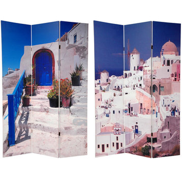 6' Tall Double Sided Santorini Greece Room Divider