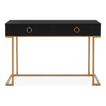 Modern Home Office Computer Desk, Makeup Vanity Console Table, Black