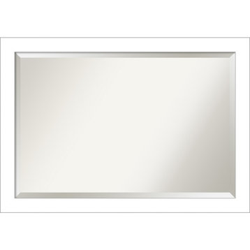 Wedge White Beveled Bathroom Wall Mirror - 40 x 28 in.