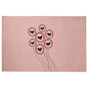 Love is in the Air Valentines Chenille Rug, Pink, 2'x3'