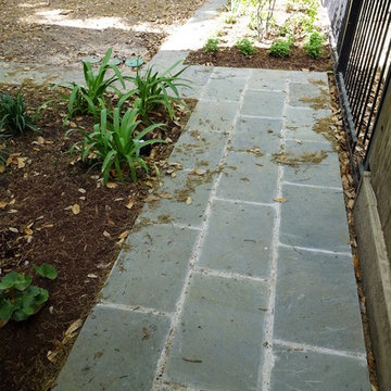 Curb Appeal with Pennsylvania Bluestone, Artifical Turf Path and Poolscape