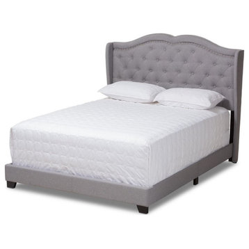 Baxton Studio Aden Fabric Tufted Queen Bed in Grey