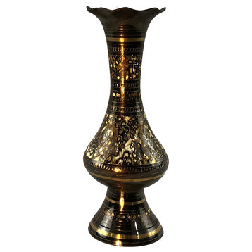 Natural Geo Brass Elegant Black/Gold 8" Table Vase