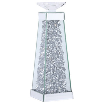 Elegant Decor Sparkle 14" Contemporary Silver Crystal Pillar Candleholder