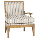 Kosas Home - Connor Accent Chair Blue - Add some casual comfort to your home with this rustic beauty. This stylish and inviting chair is will be the perfect spot to sip your morning coffee or read your favorite book. A traditional silhouette and stiped linen-blend upholstery give this chair a crisp, vintage look that suits a variety of styles.