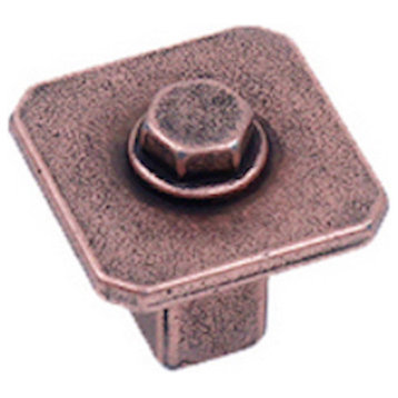 Raw Authentic 27mm Square Knob, Aged Matte Red Copper