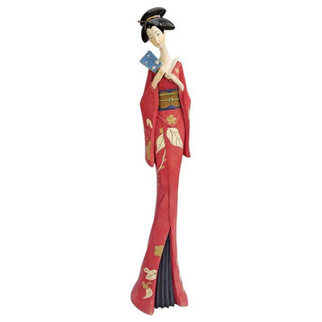Japanese Geisha Gallery Fan Dancer Statue