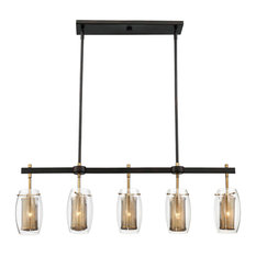 Dunbar 5-Light Trestle Chandelier, Warm Brass and Bronze