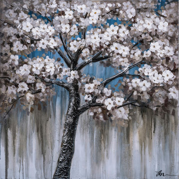 "Cherry Blossom I" Hand Painted Canvas Artwork; Fine Art; Modern; Floral Art