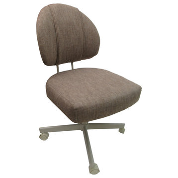 Swivel Caster Chair on Wheels, Basin Beige, Beige Metal Frame