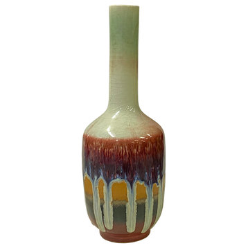 Chinese Ware Mixed Red Flame Glaze Ceramic Vase Display Art Hws2759
