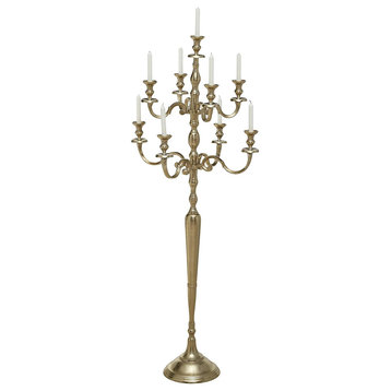 9 Candle Golden Candelabra, 6' Tall