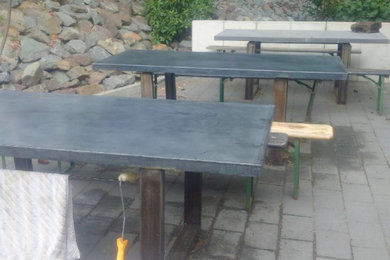 Erneuerung Beton Tischplatten für Eventlocation