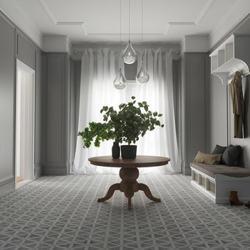 Beautiful Hallway with hanging lamp centrepiece